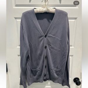 blue cardigan